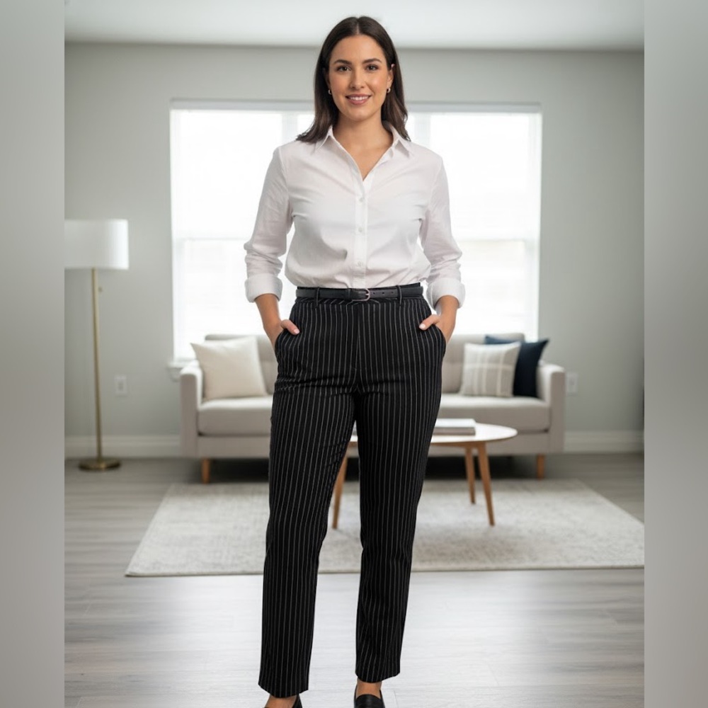 HUDSON NORTH Charcoal with White Pinstripe Pants BNWOT